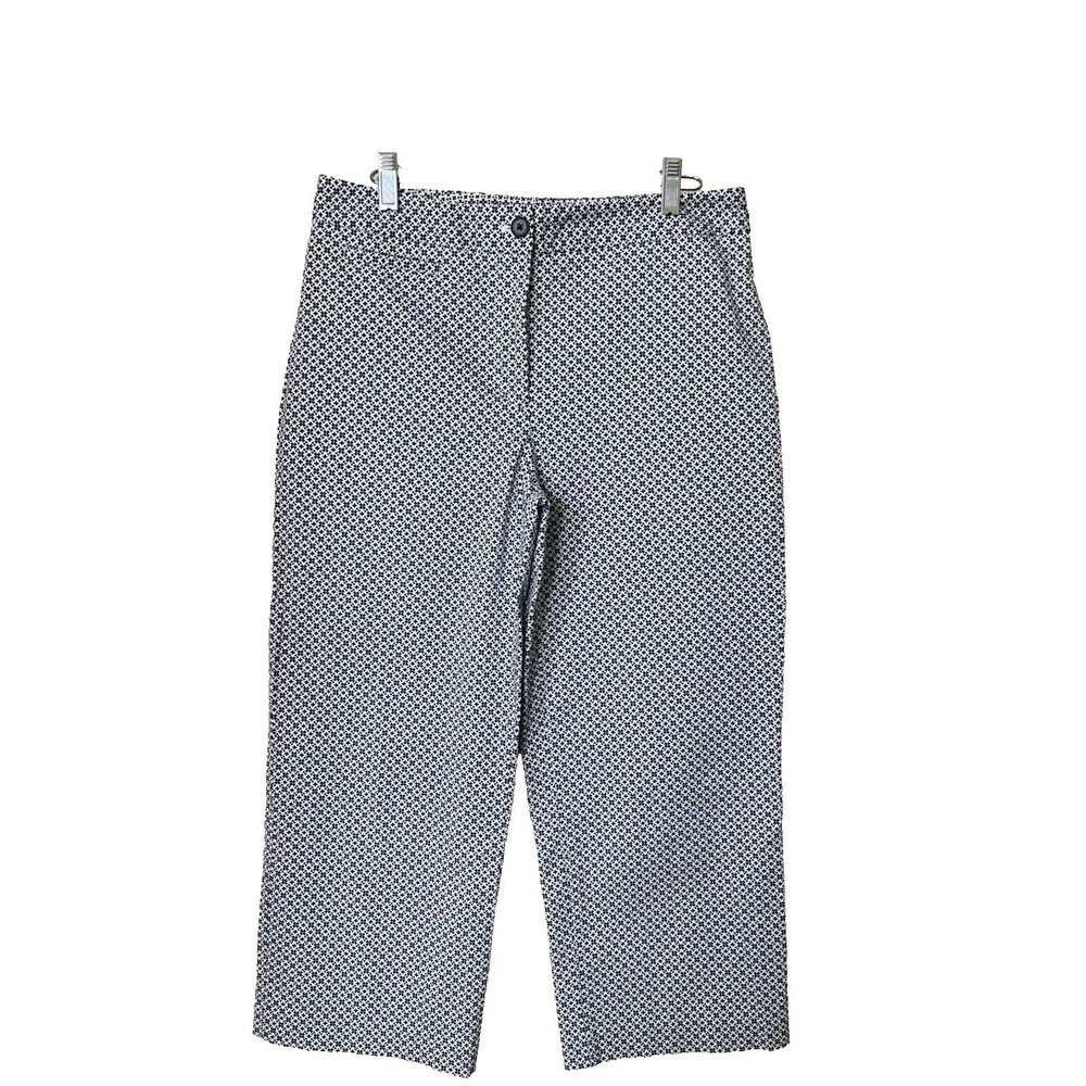 Talbots Women's Size 8 Black White Geometric Print Cropped Pants